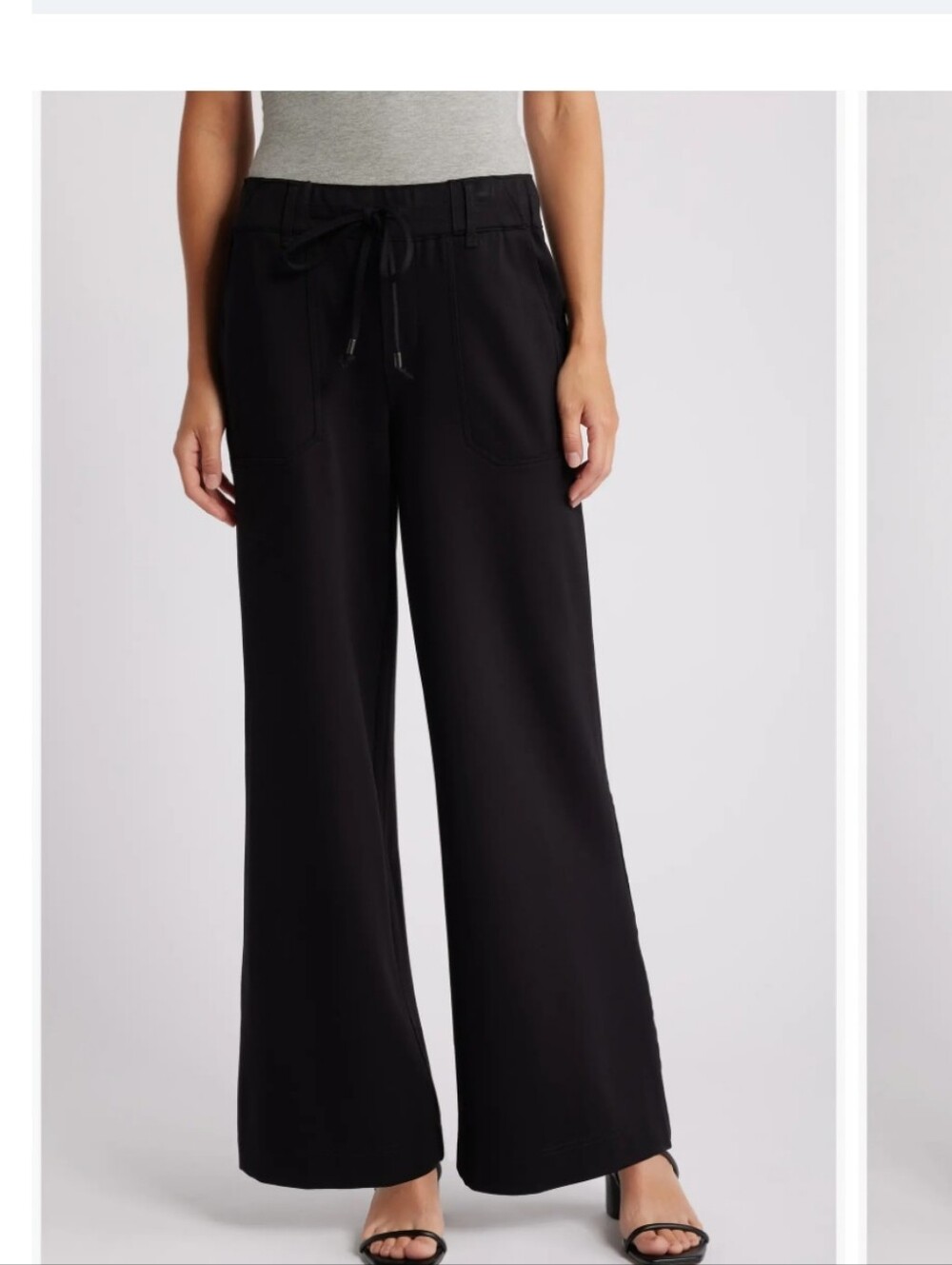 Wit & Wisdom Ab Leisure Black High Waist Wide Leg Pull On Pants Lg Capsule Layet